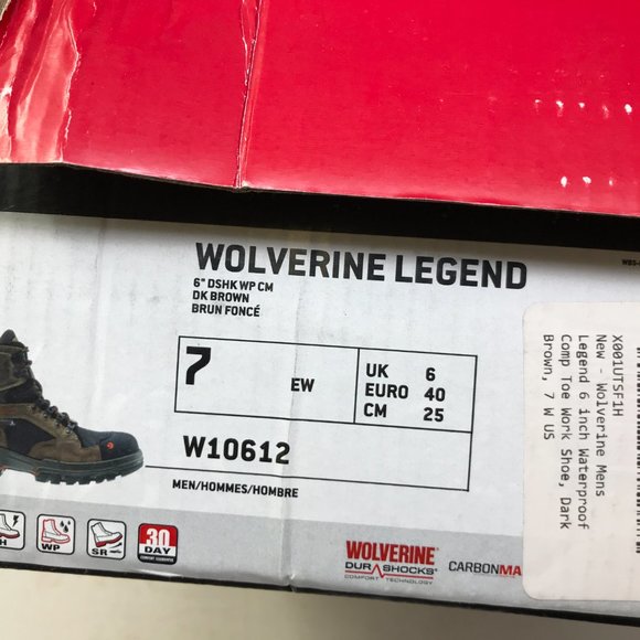 wolverine men's legend 6 inch waterproof comp toe work shoe